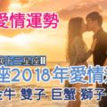 【星座愛情運勢】12星座2018年愛情運勢（白羊、金牛、雙子、巨蟹、獅子、處女座）