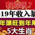 2019年從年頭旺到年尾的五大生肖