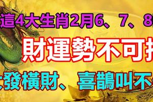 這4大生肖2月6、7、8號，財運勢不可擋，大發橫財、喜鵲叫不停