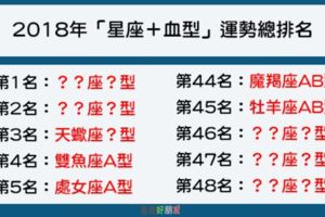 2018年「12星座+4種血型」的運勢總排名！看看今年的你需要注意什麼呢