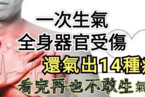 一次生氣「全身器官受傷」還氣出14種痛症！看完再也不敢生氣了