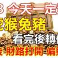 4月18今天一定發日（狗虎猴兔豬）看完後轉個吧，財路打開，偏財大發