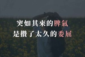突如其來的脾氣，是攢了太久的委屈