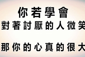  你若學會對著討厭的人微笑，那你的心真的很大！ 