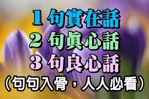 1 句實在話，2 句真心話，3 句良心話...（句句入骨，人人必看）