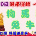 10月10日時來運轉一路發，狗馬羊兔牛雞，88秒內打開，好運跟著來『16888』