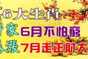 6月不怕窮，7月走正財大運的生肖