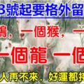 3月23號開始要格外留心了，一個雞，一個猴，一個龍，一個？。一個兔，家裡有的不得了了