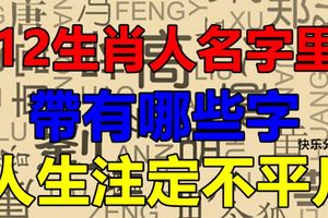 12生肖人名字裡帶有哪些字，人生註定不平凡