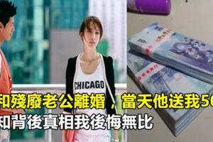 我和殘廢老公離婚，當天他送我50萬，得知背後真相我後悔無比