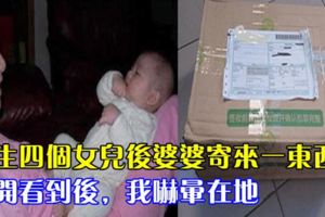 連生四個女兒後婆婆寄來一東西，打開看到後，我嚇暈在地