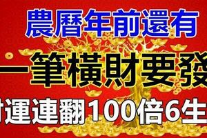 農曆年前還有一筆橫財要發，六大生肖財運連翻倍枕著鈔票睡