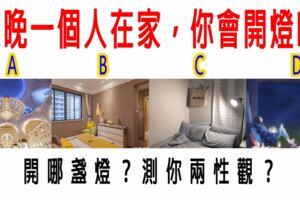 心理測試：夜晚一個人在家，你會開燈嗎？開哪盞燈？測你兩性觀？