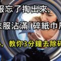 洗衣服忘了掏出來，衣服沾滿「碎紙巾屑」？別擔心，教你3分鐘去除碎紙屑「妙招」，超實用！