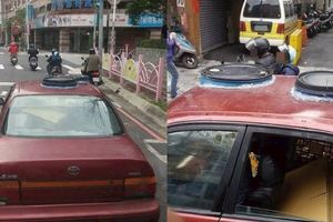 他看到這台車車頂怪怪的趁停紅燈問對方…沒想到阿伯神回真相讓網友驚呆：想倒ㄆㄨㄣ
