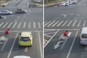 史上最強PS！奇葩男不爽塞車竟「自己畫車道」路人傻眼！