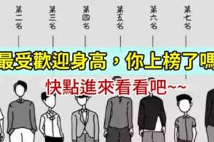 網友票選「最受異性歡迎的身高排行」沒想到180、190的男生都輸給了這個身高啊！