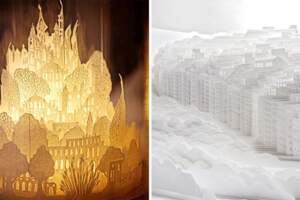 「一張白紙」能做什麼？　日本藝術家「紙雕創作」超壯觀：做出樹海、城堡