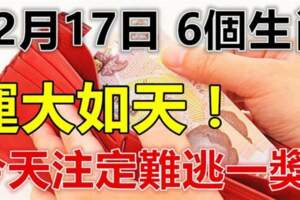 12月17日運大如天，今天難逃一獎，雙手雙腳都數錢的生肖