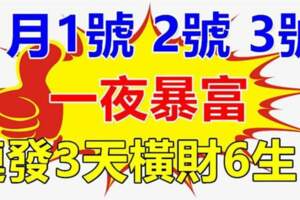 1月1.2.3號鴻運當頭，註定一夜暴富，連發三天橫財的六生肖