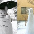 日本下大雪後「街道上都是這樣的景象」，馬桶雪雕你一定沒有看過吧！