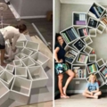 外國夫妻神手DIY出超吸睛「漂浮書櫃」　魔幻視覺效果讓小孩都愛上讀書
