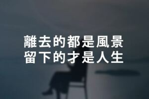 離去的都是風景，留下的才是人生