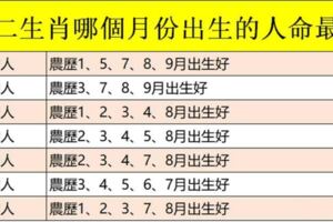 十二生肖哪個月份出生的人命最好