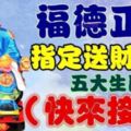 福德正神指定把財給你！這五大生肖【快來接財】