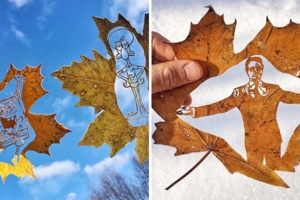 落葉變成「無限可能的畫布」　藝術家在IG上傳「絕美落葉藝術品」