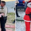 當兵兒扮「聖誕老人」驚喜現身　警察老爸一認出就抱緊：2年沒見你了