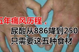 5年痛風歷程，尿酸886降到250，只需這五種食材