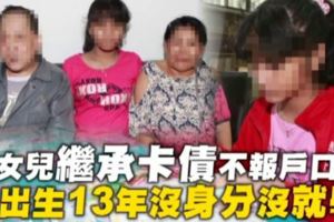 台灣竟還有「黑戶」．獨生女13年沒上過學．只因爸爸欠卡債！