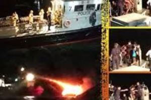 長洲釣魷魚變火燒遊艇　7男女跳海保命