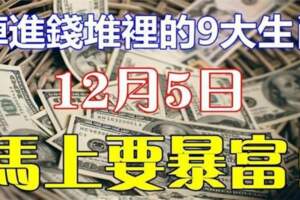 12月5日掉進錢堆裡的九大生肖