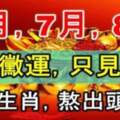 6月份到8月份：不見黴運，只見橫財，四大生肖熬出頭了