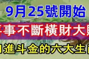 9月25號開始喜事不斷橫財大賺，日進斗金的六大生肖