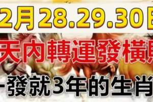 12月28.29.30日三天內轉運發橫財，一發就三年的生肖