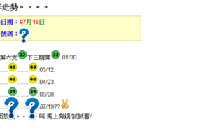 7/19 六合牌路走勢  參考