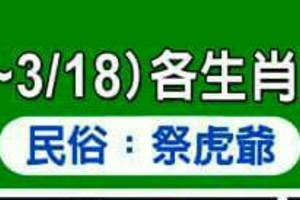 3/12~18 各生肖整體運勢