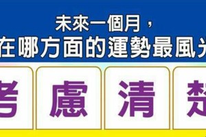 超神測驗~【未來一個月，我哪方面的運勢最風光？】。留言1688一路發。。