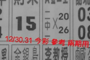 12/30.31 今彩 【十四財神星】。參考。兩期用