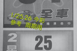 1/25.26 今彩 【財神密碼】參考 兩期用