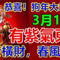 恭喜！狗年大劫已過，4生肖3月15日有紫氣東來，發橫財，春風得意