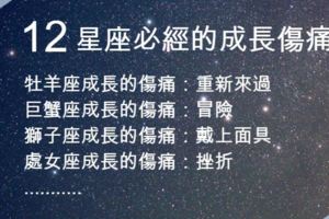 12星座必經的成長傷痛