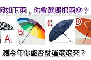 心理測試：假如下雨，你會選哪把雨傘？測今年你能否財運滾滾來？