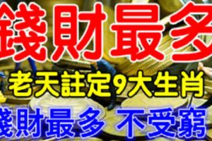 7月11日，老天註定9大生肖，錢財最多！