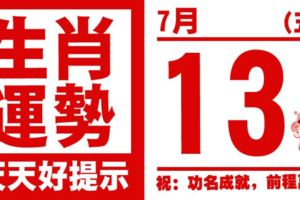 12生肖天天生肖運勢解析（7月13日）