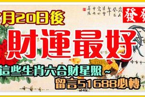 7月20日後，財運最好，這些生肖六合財星照～留言51688必轉！