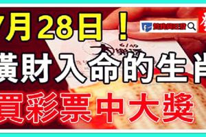 7月28日，橫財入命，買彩票可以中大獎的生肖！